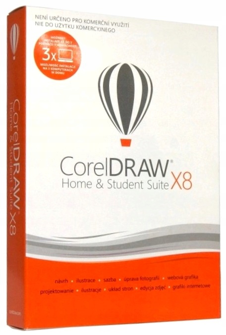 CorelDRAW Home & Student X8 na 3 PC Corel DRAW 3 stanowiska