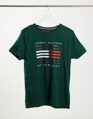 TOMMY HILFIGER T-SHIRT MĘSKI ZIELONY LOGO M ASA