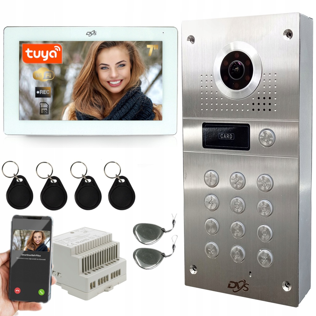 Wideodomofon HD 1MPX 7'' RFID szyfrator APLIKACJA