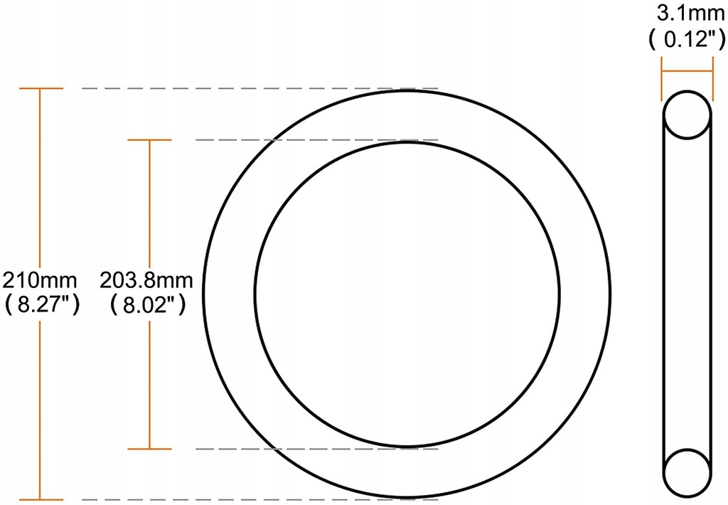 Uszczelnienie filtr oleju typu O'Ring 210 x 3,1 mm