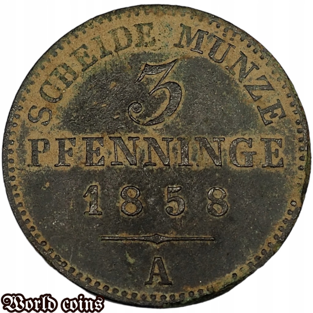 3 PFENNINGE 1858 A