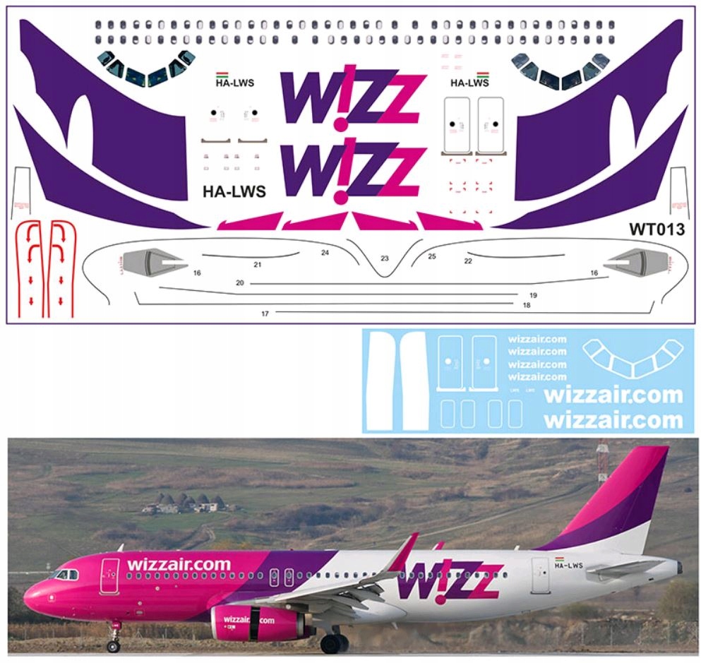 Airbus A320 WIZZAIR - decals kalkomania 1/144 - 9113102506 - oficjalne