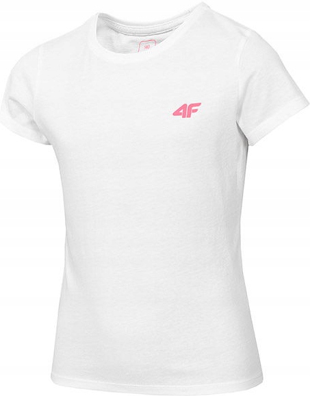T-shirt dziewczęcy 4F JTSD007A koszulka biała 122