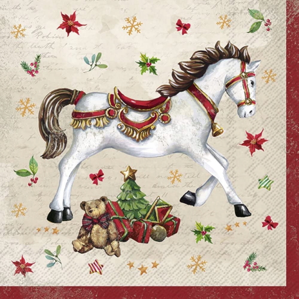 Serwetki świąteczne 33x33 Festive Horse 20szt IHR