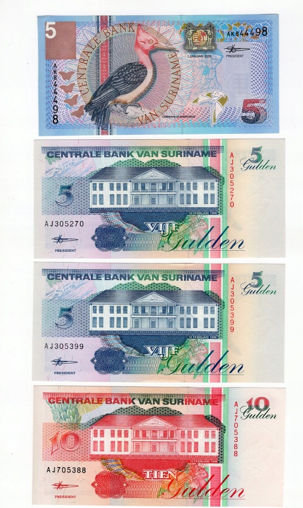 Surinam zestaw 4 banknotów