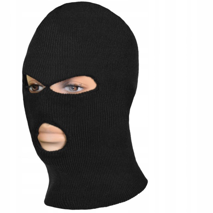 CZAPKA KOMINIARKA 30 CZARNA AKRYL trzy otwory