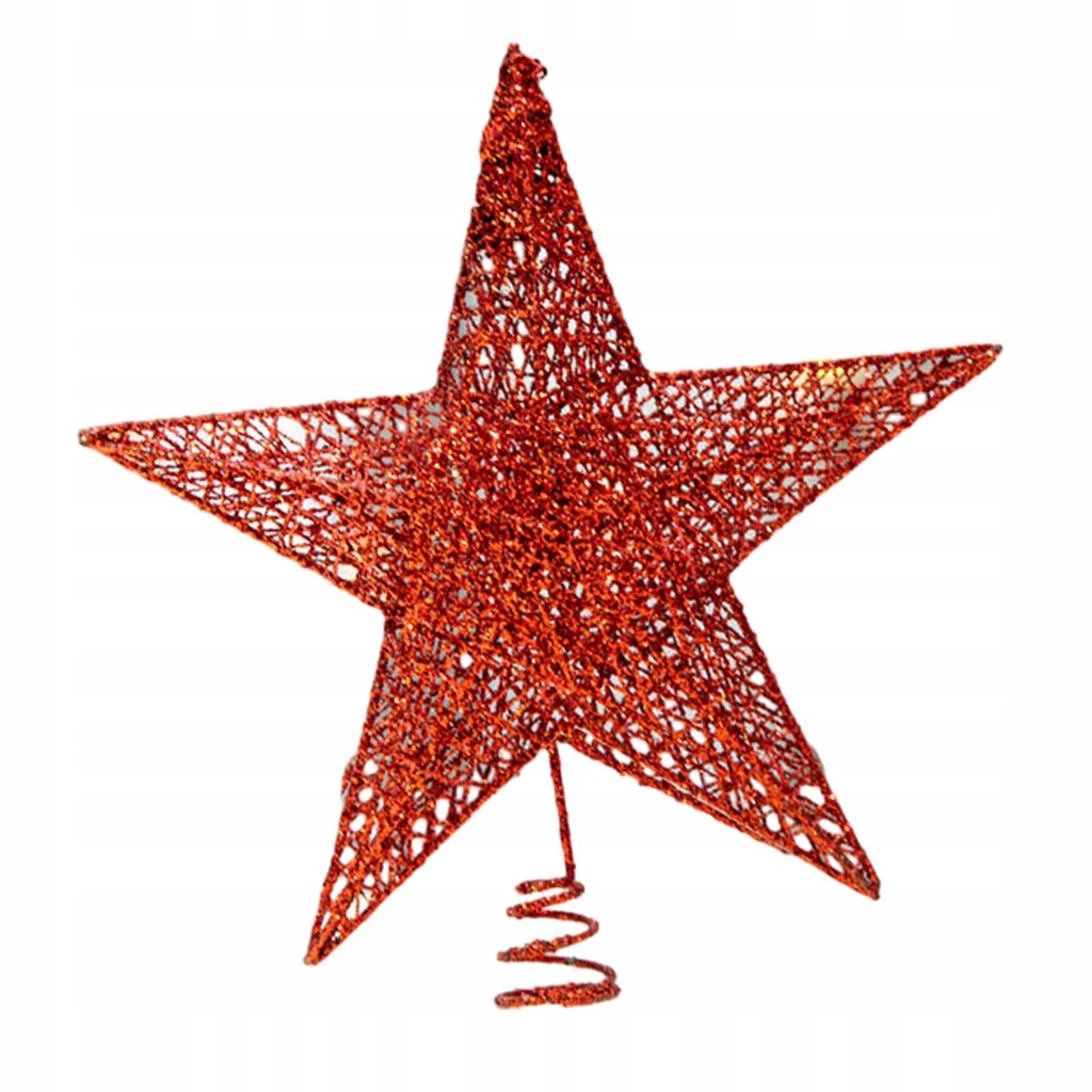 Christmas Tree Top Star Hanging Decoration Glittered Christmas red 15cm