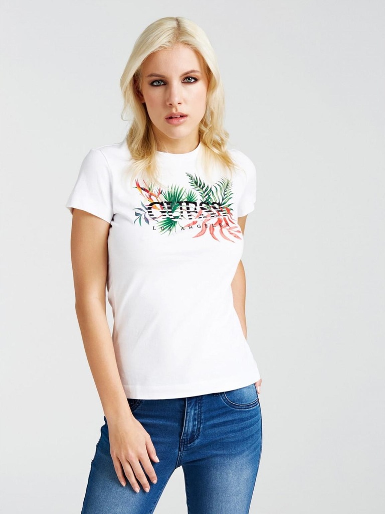 02Q150 GUESS__MF4 BIAŁY T-SHIRT LOGO__XS