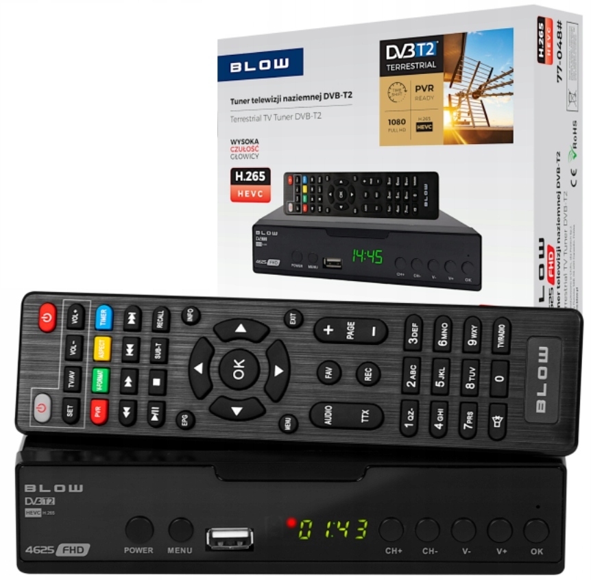 Tuner dekoder DVB-T DVB-T2 H.265 HEVC
