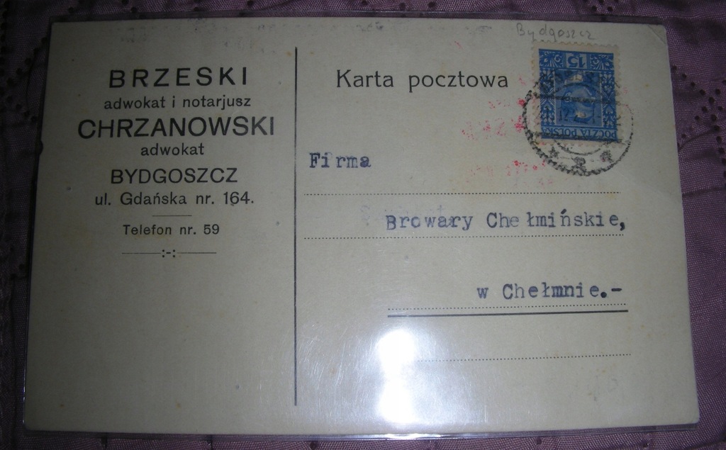 BROWARY CHEŁMNO - ADWOKAT BYDGOSZCZ - 1929