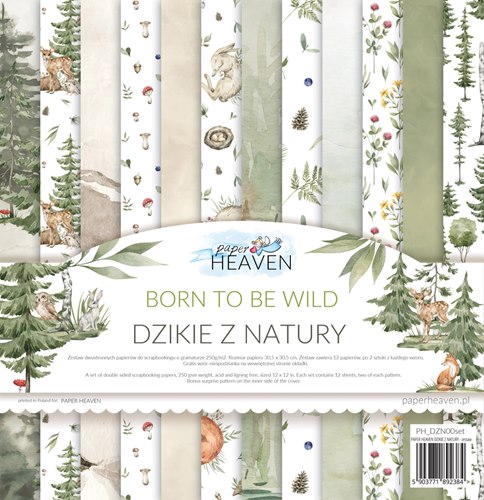 Zestaw papierów scrapbooking Paper Heaven - Dzikie z Natury 30x30cm - 12ark