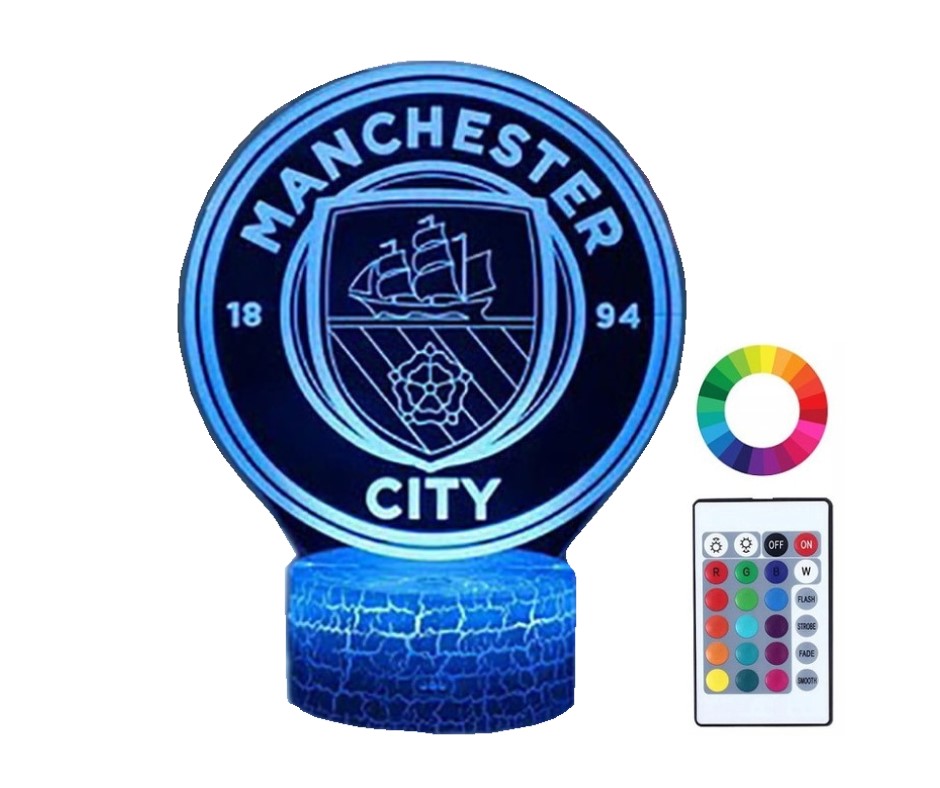 LAMPKA NOCNA DLA DZIECI MANCHESTER CITY HERB 3D