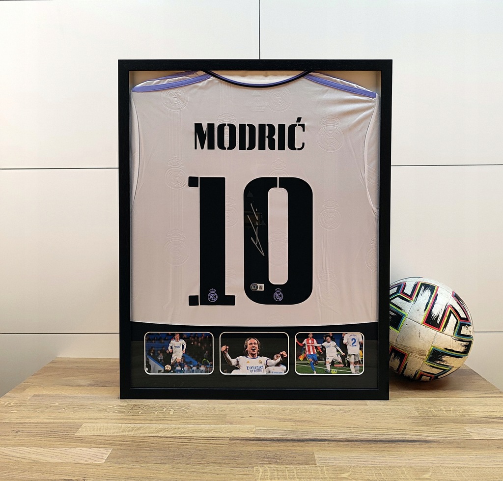 Luka Modric, Real Madryt - koszulka z autografem w ramie (zag)