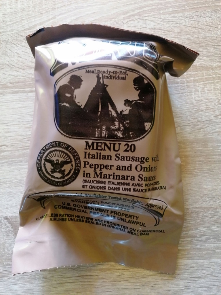 Amerykańskie wojskowe racje żywnościowe MRE nr 20