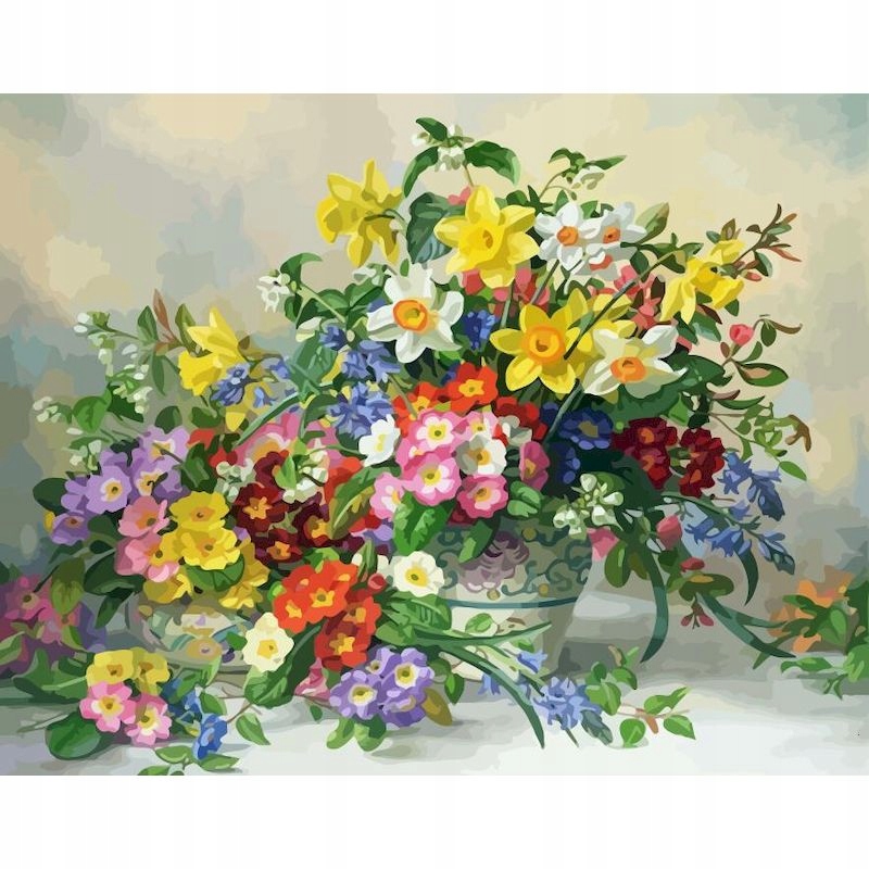 Obraz Malowanie Po Numerach Kwiaty w Wazonie z RAMĄ 40x50