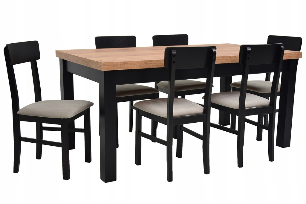 Stół 90x170/250 cm i 6 krzeseł LEO inne kolory