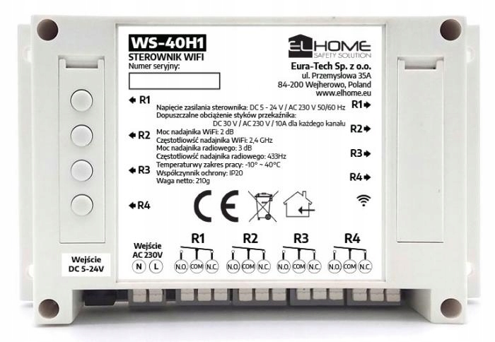 STEROWNIK WiFi i RF 433 MHz 4 kanały