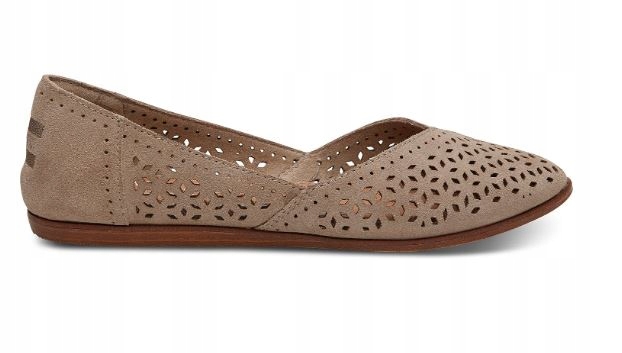 Baleriny TOMS taupe Perforated Suede Jutti Flats