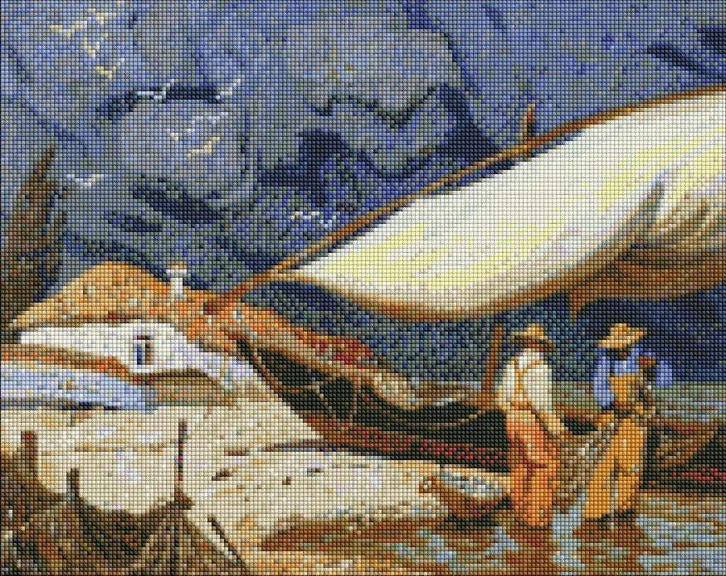 DIAMENTOWA MOZAIKA - RYBACY 40X50CM, IDEYKA