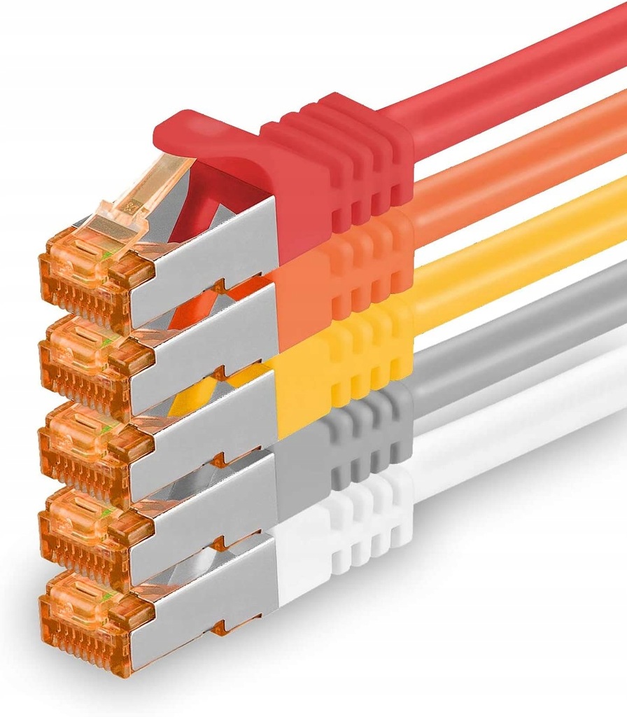 Kabel Ethernet kat.7 1,5m 5 Kolorów Zestaw 5 sztuk