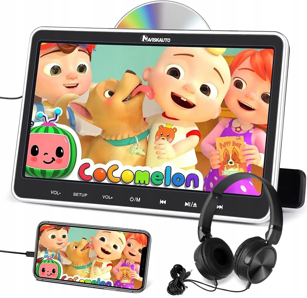 Samochodowy odtwarzacz DVD 10,1" ze słuchawkami, wejście HDMI