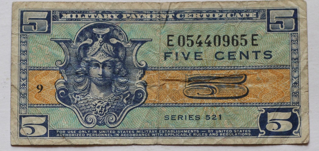 Banknot USA 5 Centów Military Payment