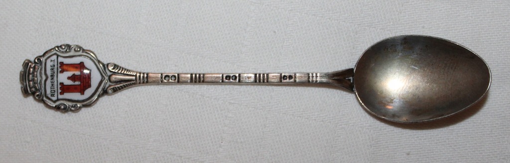 Srebrna łyżeczka ROTHENBURG herb emalia pr.800