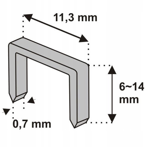 11Z112 Zszywki 12mm 1000szt. grub.0,7 wz.D53