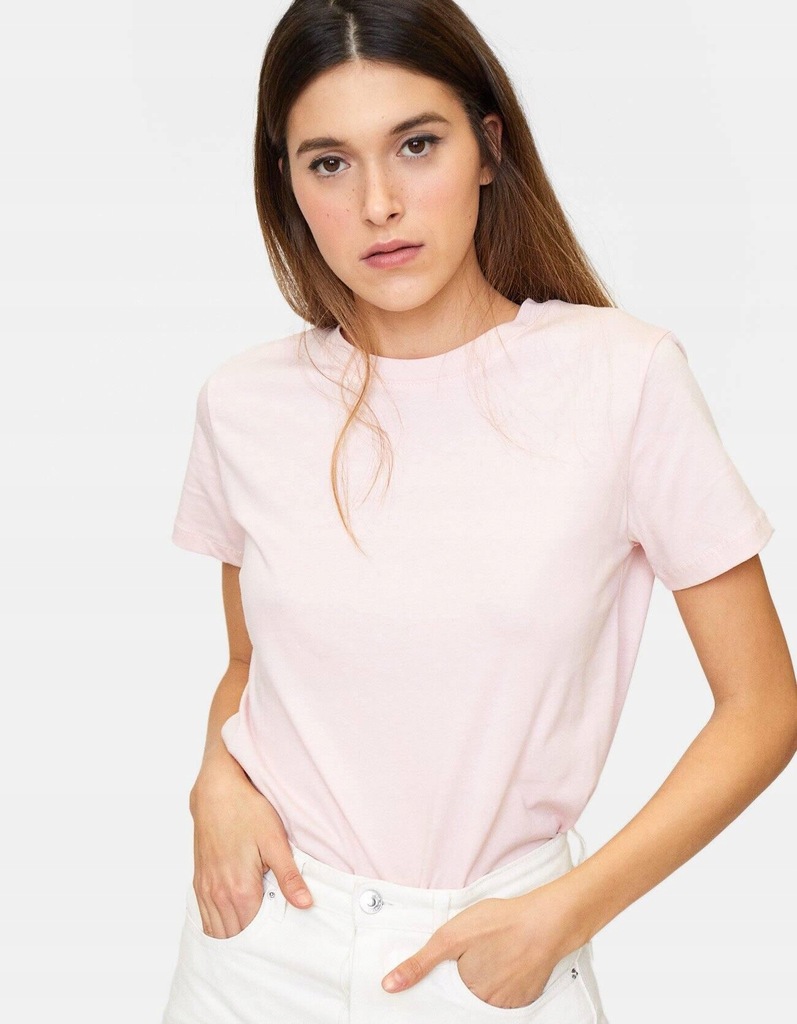 19C015 STRADIVARIUS__MM8 RÓŻOWY T-SHIRT BASIC__S