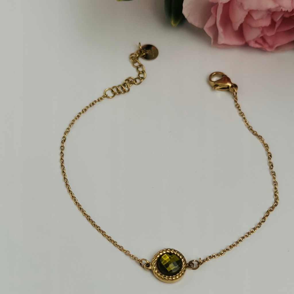 Bransoletka STAL CHIRURGICZNA zielony kamień