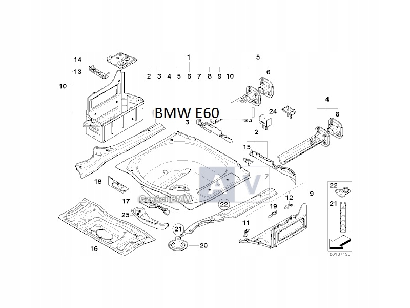 Купить НОВАЯ ванна, пол багажника, аккумуляторный отсек, BMW E60: отзывы, фото, характеристики в интерне-магазине Aredi.ru