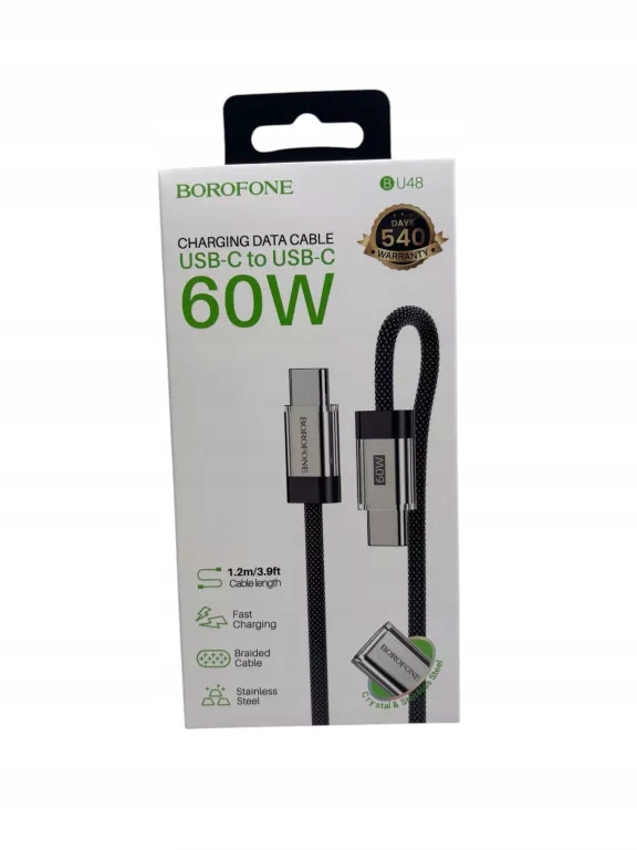 BOROFONE KABEL BU48 HERO -TYP C NA TYP C- 60W 3A 1,2 METRA