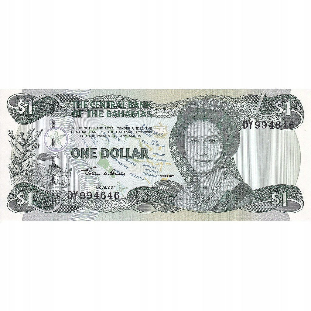 Banknot, Bahamy, 1 Dollar, 2002, KM:71, AU(50-53)