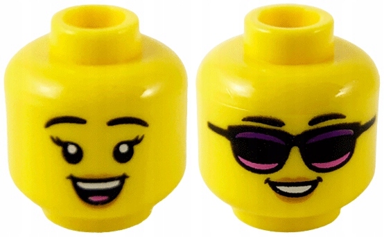 LEGO Głowa Dwustronna - Damska w okularach 3626cpb2738 Żółta / Yellow NOWA