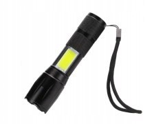 Latarka taktyczna LED COB zoom akum micro usb 13cm