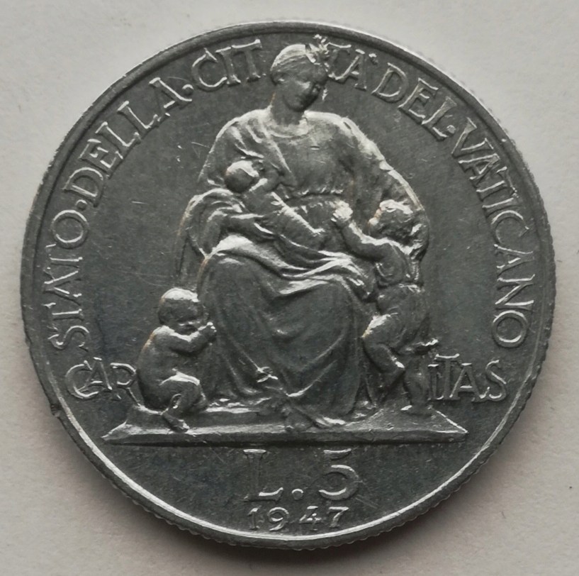 Watykan 5 lirów 1947