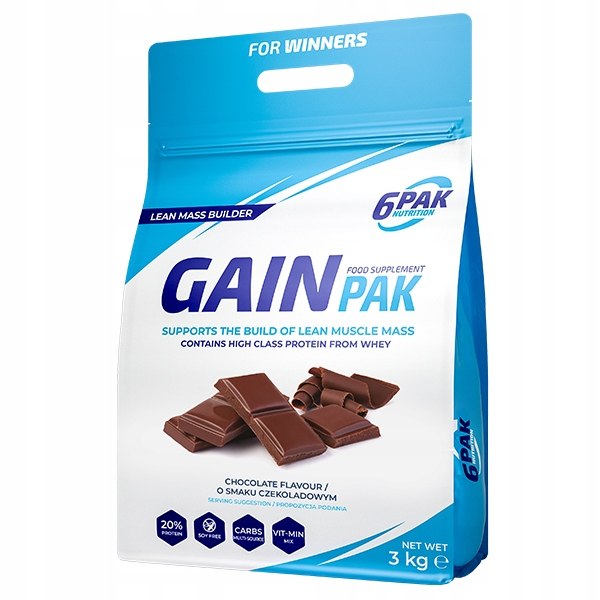6PAK Nutrition Gain PAK - 3kg / Czekolada