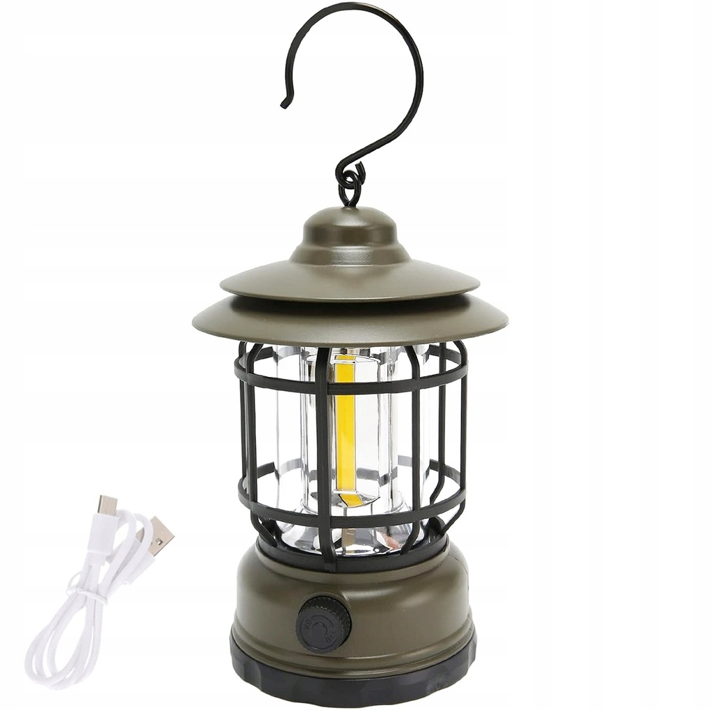 LAMPKA TURYSTYCZNA LATARKA KEMPINGOWA LED COB USB AKU LATARNIA UCHWYT