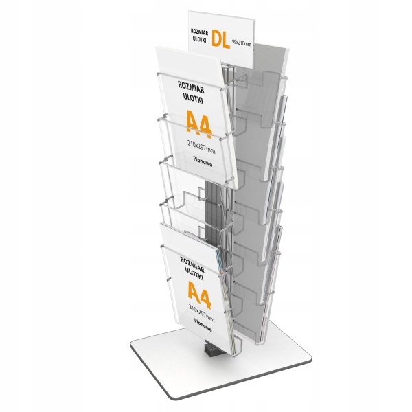 OBROTOWY dwustronny stojak na ulotki 8 kieszeni