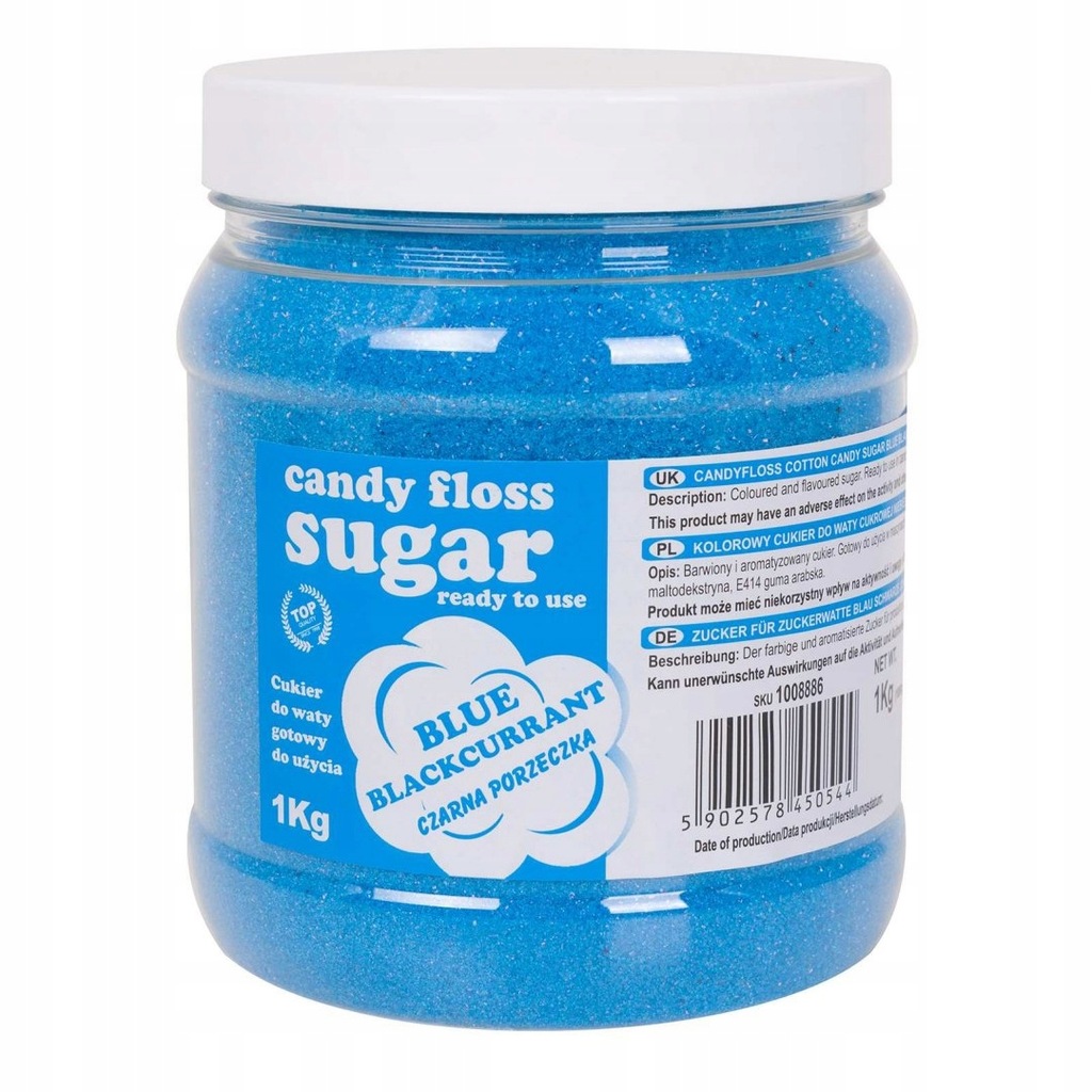 Kolorowy cukier do waty cukrowej niebieski o smaku