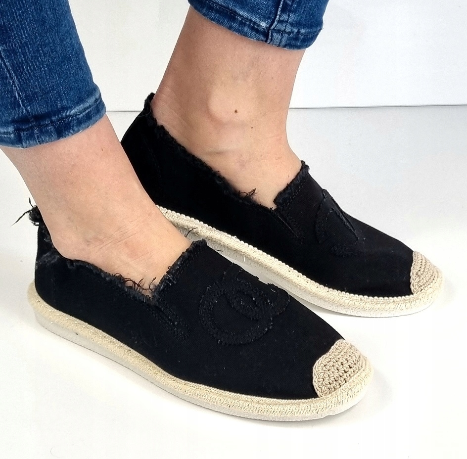 CZARNE ESPADRYLE BUTY Z JUTY 41