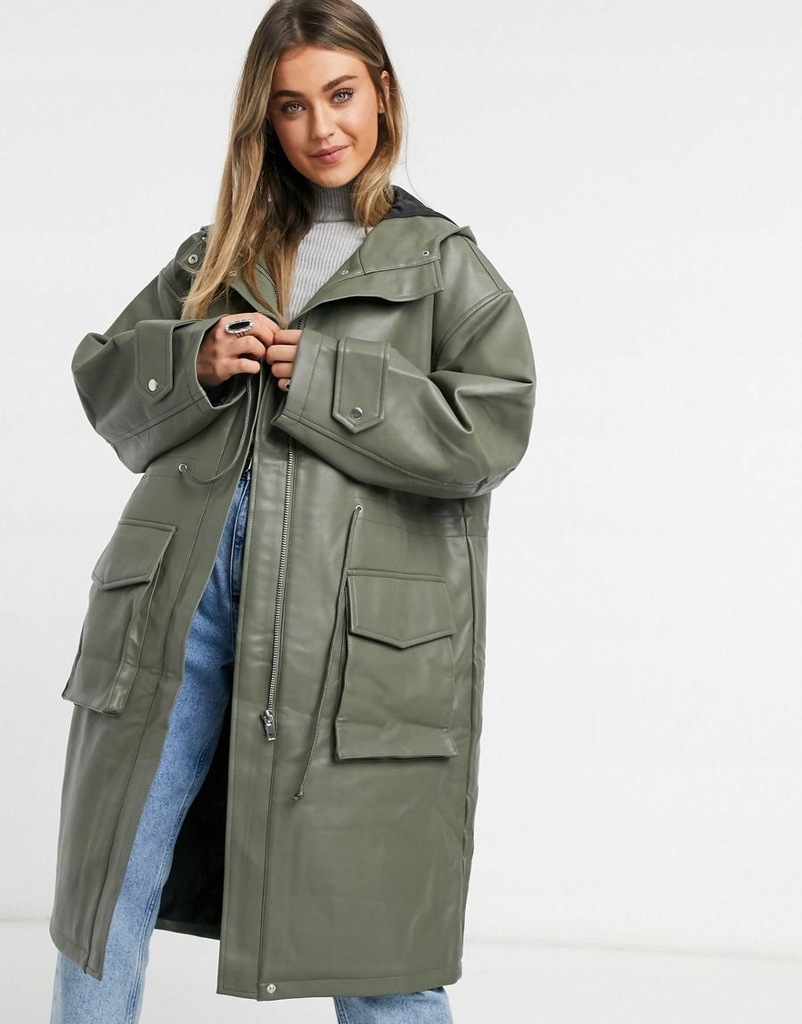 KURTKA PARKA OVERSIZE ZIELONA DAMSKA 36 S 2AZF