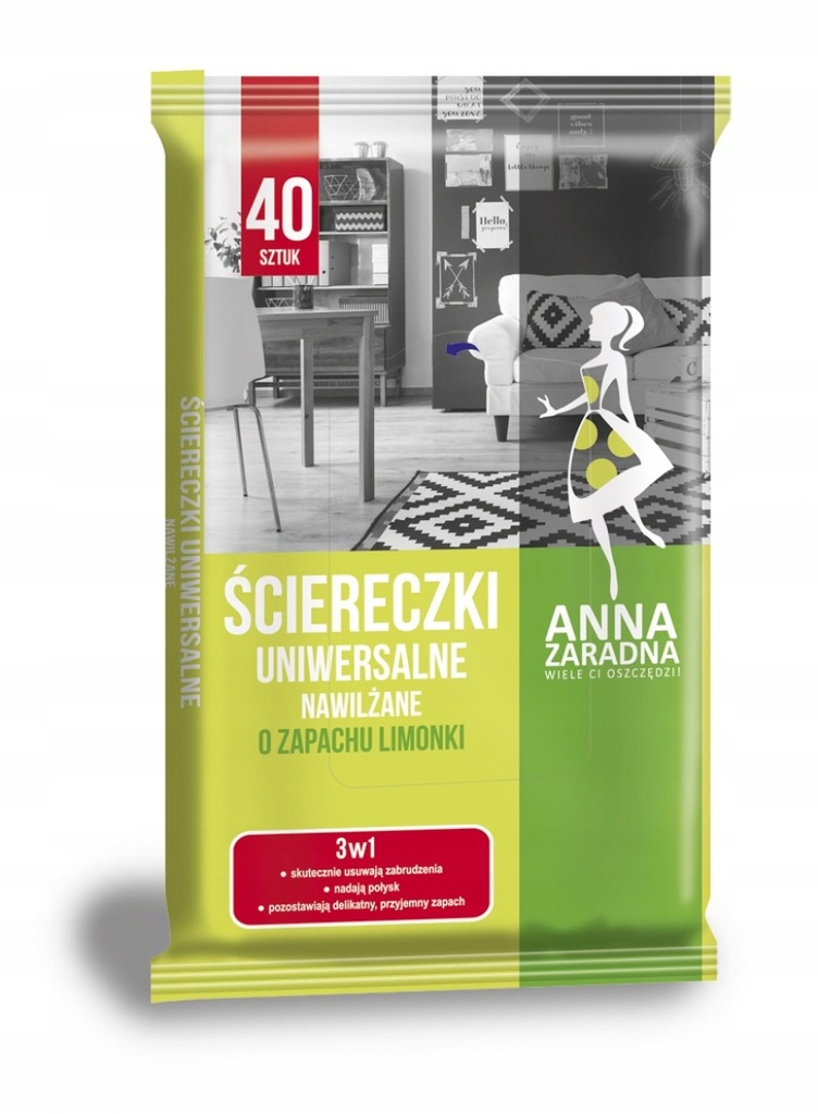 Ściereczki nawilżane uniwersalne 40szt limonka