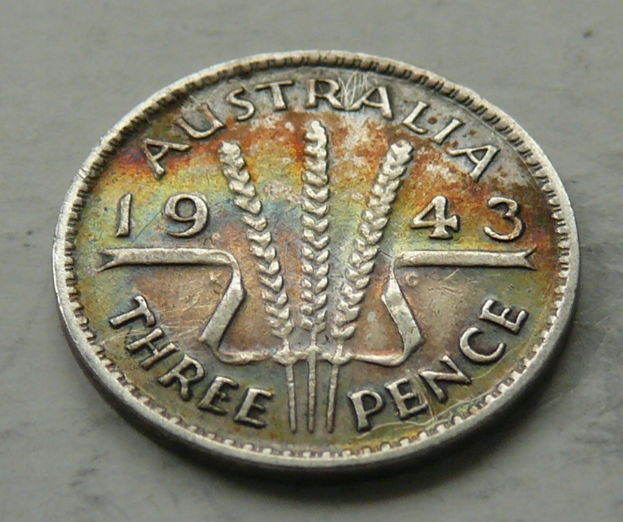 Australia - Jerzy VI - 3 PENCE - 1943 srebro Ag