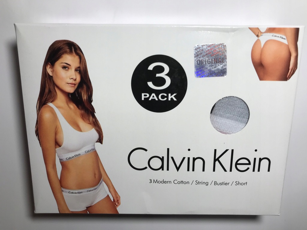 Bielizna damska top string szort Calvin Klein 3pak