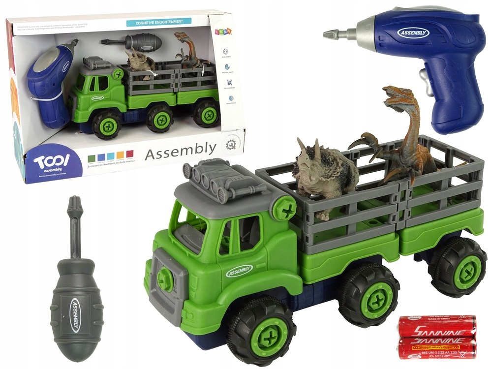 Ciężarówka Transport Dinozaury Wkrętarka Śrubokręt