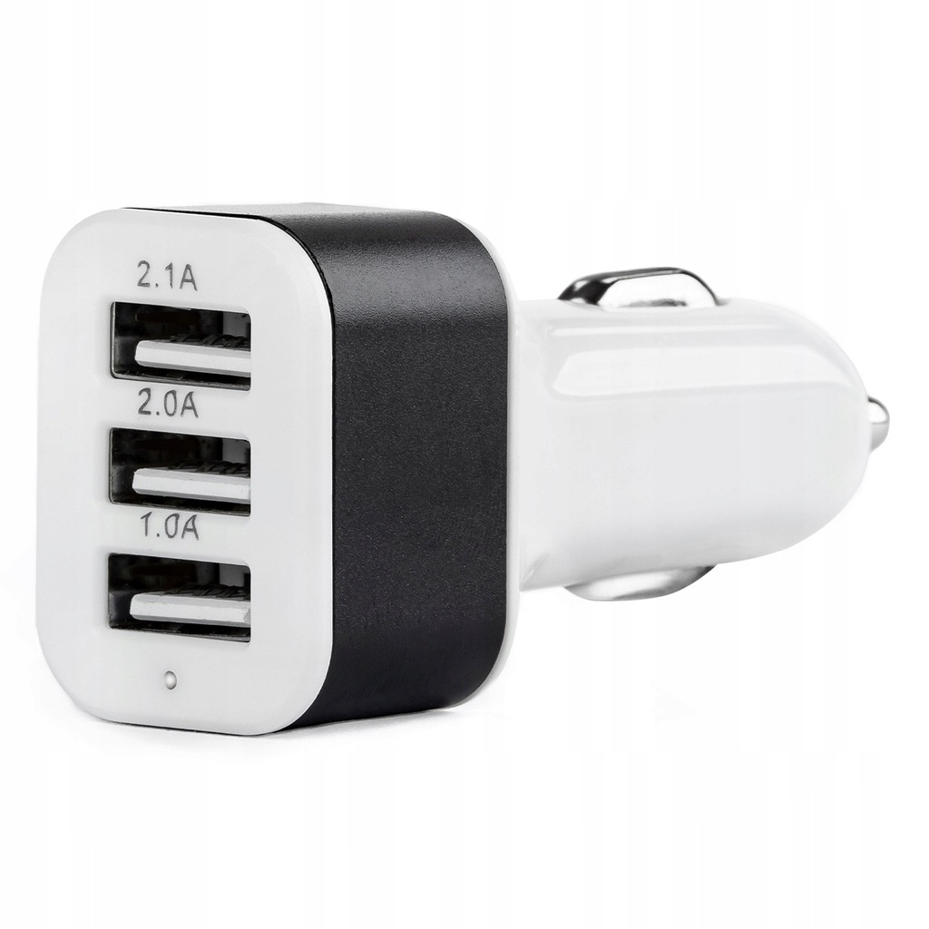 Ładowarka samochodowa 3x usb biała pch-03 amio-01027