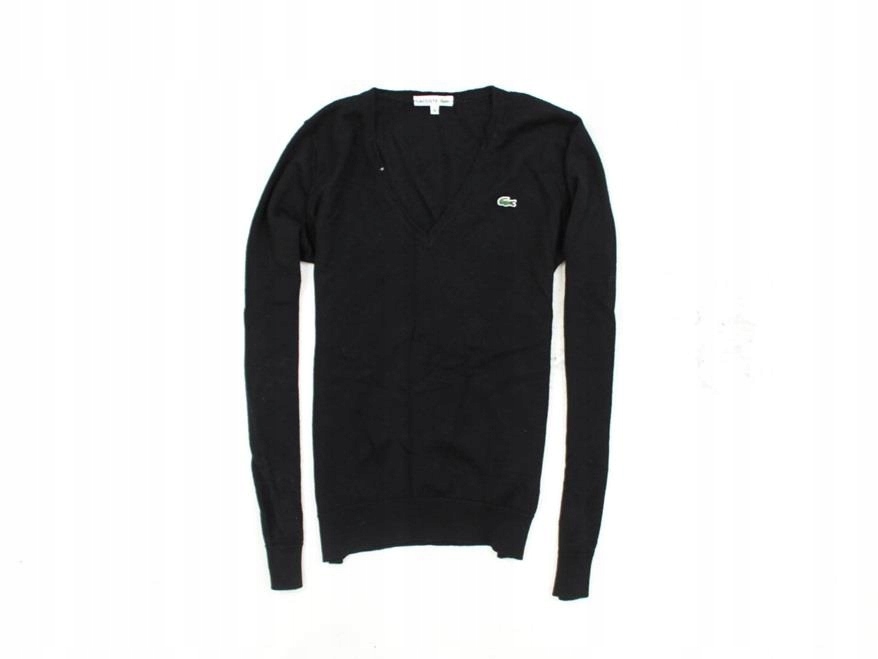 *K Lacoste Sweter Męski Wełniany V-Neck Czarny 36