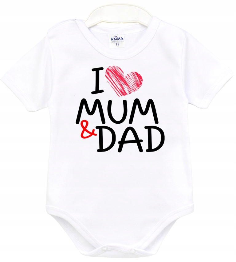 Body niemowlęce z napisem I LOVE MUM AND DAD r. 62