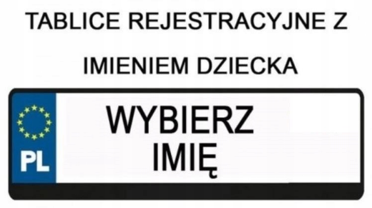 Naklejka tablica rejestracyjna wpisz własny tekst_